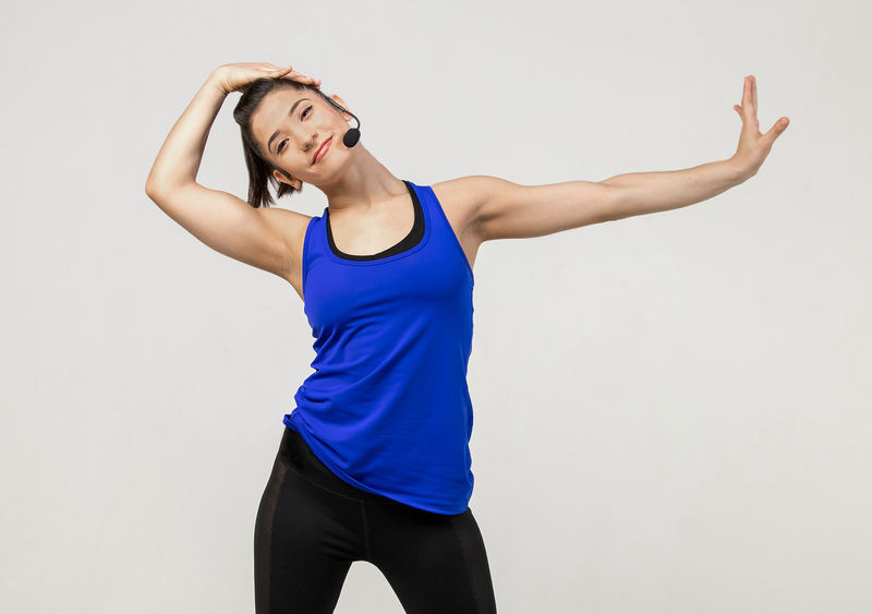 Airline99 QEx Headset on fitness model