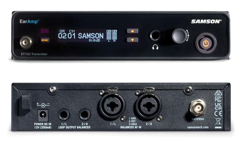 ET100 Transmitter Front and Rear panels