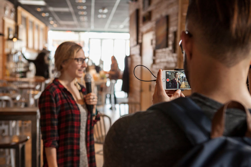 Go Mic Mobile Handheld in Interview at Bayshore Bean